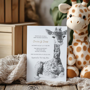 Safari Sketch   Cute Giraffe Baby Shower Invitation