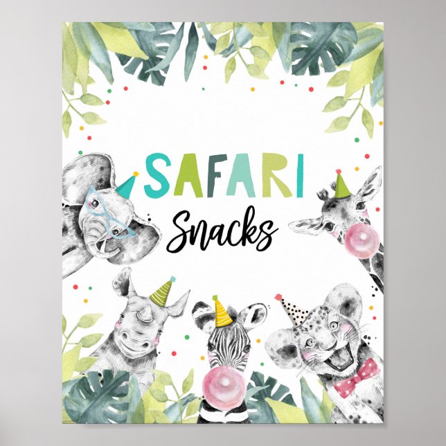 Safari Snack Party Animals Boy Birthday Sign (Front)
