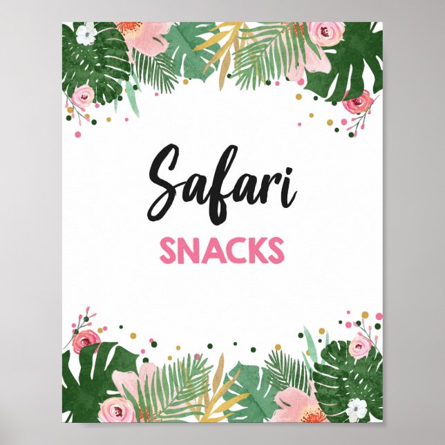 Safari Snacks Tropical Safari Girl Birthday Sign (Front)