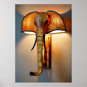 "Safari Splendour: Elephant Trunk Wall Lamp Fixtur Poster