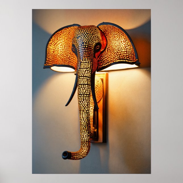 "Safari Splendour: Elephant Trunk Wall Lamp Fixtur Poster (Front)