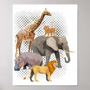 Safari Squad African Safari Animals Funny Zoo Anim Poster