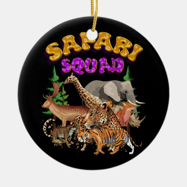 Safari Squad Animals Zoo Lovers Wilflife Jungle Zo Ceramic Tree Decoration (Front)