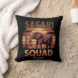 Safari Squad Birthday Zoo Adventure Celebration Cushion
