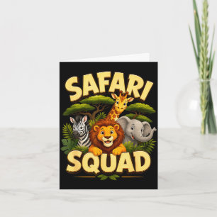 Safari squad cute zoo jungle animals crew design  card