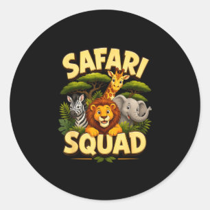 Safari squad cute zoo jungle animals crew design classic round sticker