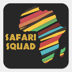 Safari Squad – Kids & Adults Africa Continent Square Sticker