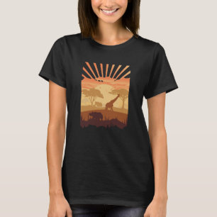 Safari Sunset Animal Silhouette Boho Nature T-Shirt