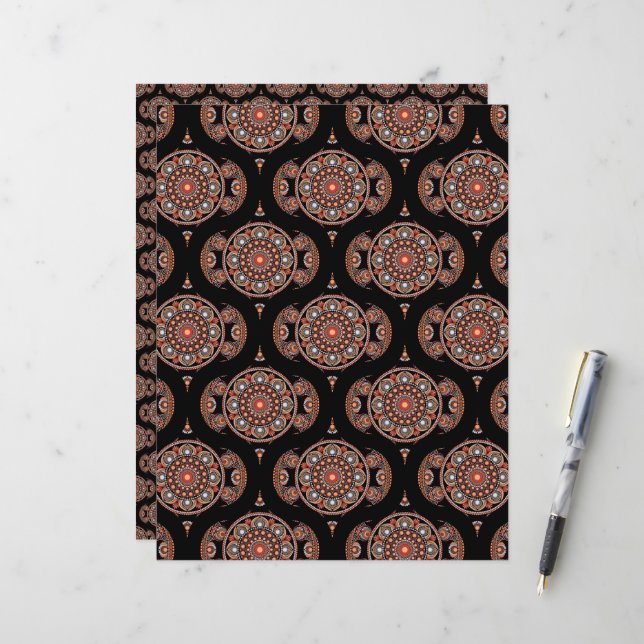 Safari Sunset Bohemian Star Fall Mandala Retro 70s (Front/Back In Situ)