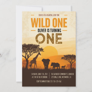 Safari Sunset Bold Wild One First Birthday Invitation
