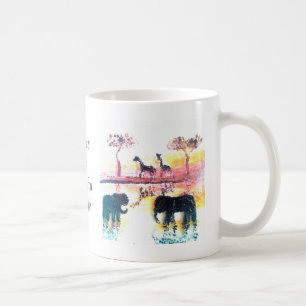 Safari Sunset Elephant, Giraffe Wildlife Coffee Mug