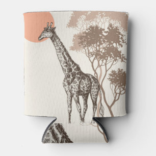 Safari Sunset Giraffe Nature Scenery Can Cooler