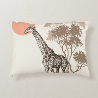 Safari Sunset Giraffe Nature Scenery Decorative Cushion