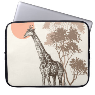 Safari Sunset Giraffe Nature Scenery Laptop Sleeve