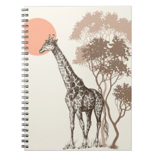 Safari Sunset Giraffe Nature Scenery Notebook