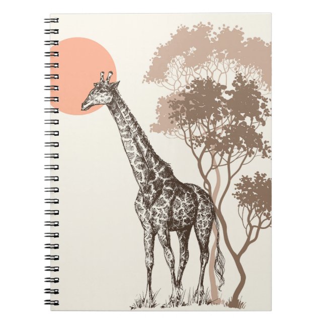 Safari Sunset Giraffe Nature Scenery Notebook (Front)