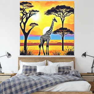 Safari Sunset: Giraffe's Embrace Canvas Print