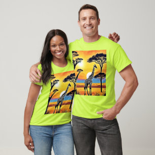 Safari Sunset: Giraffe's Embrace T-Shirt