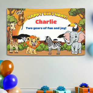 Safari Sunshine Tropical Jungle Animals Cute Party Banner