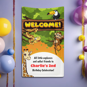 Safari Sunshine Tropical Jungle Animals Cute Party Banner