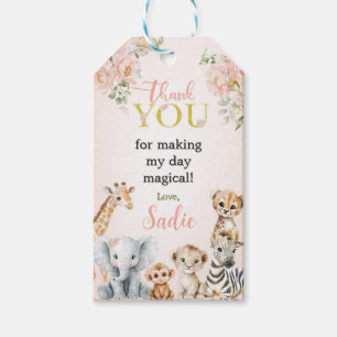 Safari Sweet Girl Floral Birthday Gift Tags