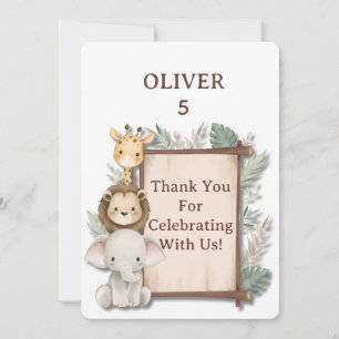 Safari Thank You Card, Oliver Birthday Thank You Card