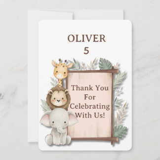 Safari Thank You Card, Oliver Birthday Thank You Card