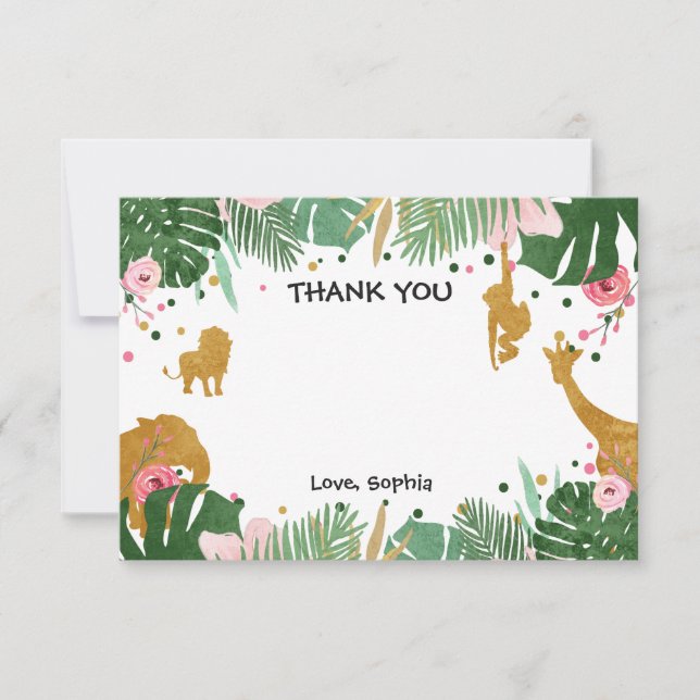 Safari Thank You card Wild animals Zoo Jungle (Front)