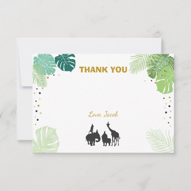 Safari Thank You card Wild animals Zoo Jungle (Front)