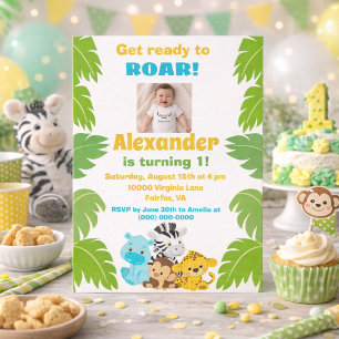 Safari Theme 1st Birthday Invitation