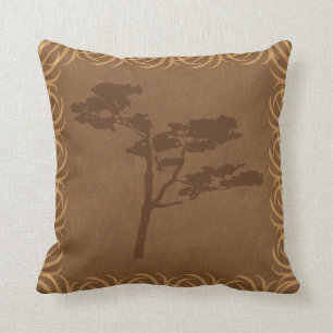 Safari Theme Acacia Tree Silhouette Cushion