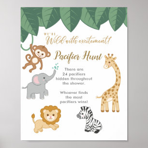 Safari Theme Baby Shower Find the Pacifier Game Poster