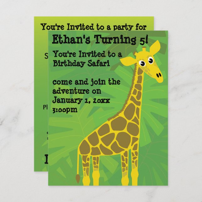 Safari theme birthday invitation (Front/Back)