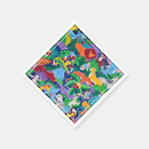 Safari Theme Birthday Rainbow Colourful Party  Napkin