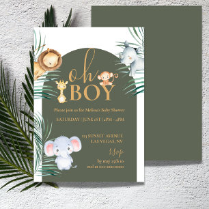 Safari Theme Oh Boy Baby Shower Invitation