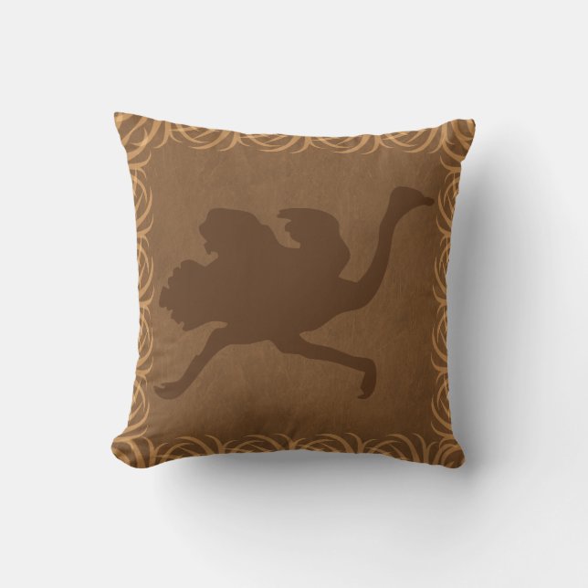 Safari Theme Ostrich (Emu) Silhouette Cushion (Front)