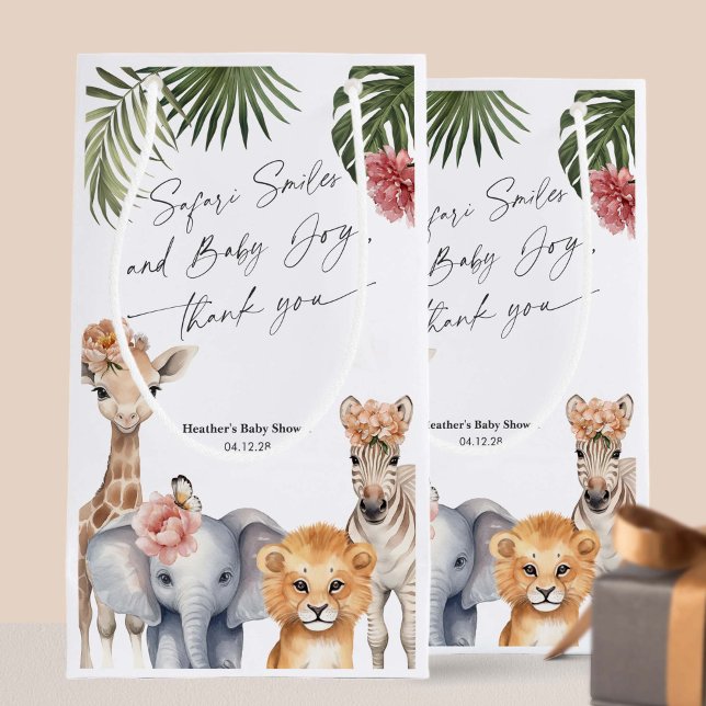 Safari Themed Baby Girl Shower favour Goodie bag (Safari Animals, baby Girl SHower Goodie Bag favors.)
