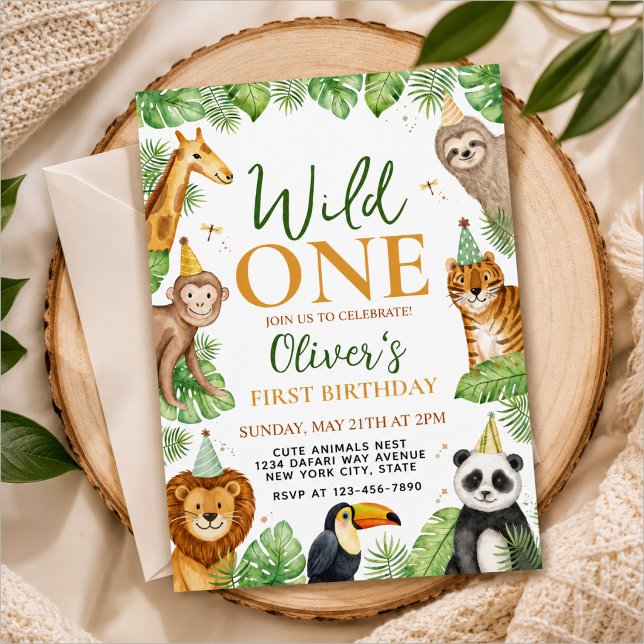 Safari-themed first birthday invitation (Creator Uploaded)