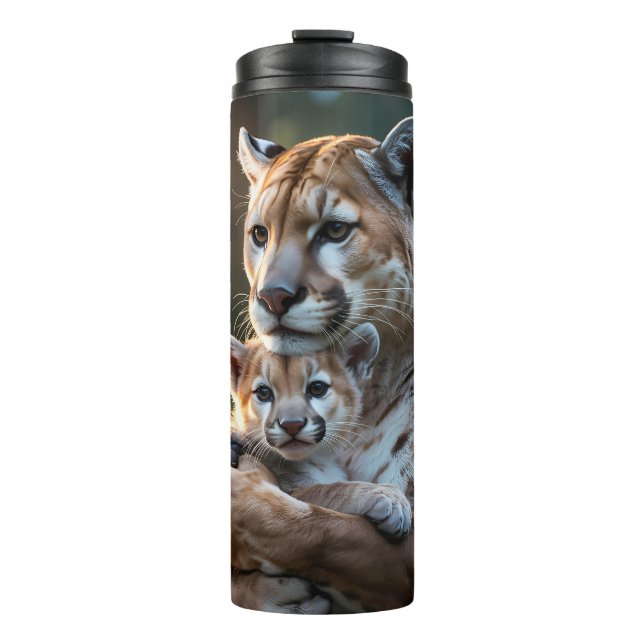 Safari-themed stainless steel travel mug, cute  thermal tumbler (Front)