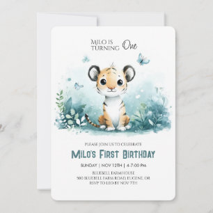 Safari Tiger First Birthday Invitation for Boy