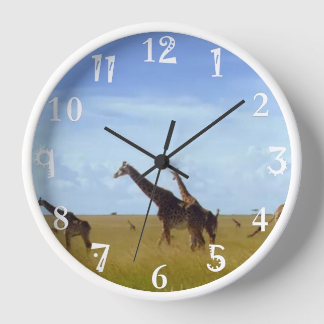 Safari Time: Giraffe Glimpses in Nairobi's Park Clock (Front)
