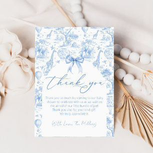 Safari Toile De Jouy Baby Shower Thank You Card