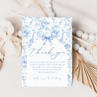 Safari Toile De Jouy Baby Shower Thank You Card