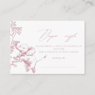 Safari Toile De Jouy Diaper Raffle Enclosure Card