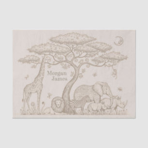 Safari Toile, Neutral Baby Wild Boho Adventure Tissue Paper