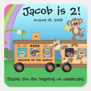 Safari Train Animal Birthday Jungle Theme Sticker