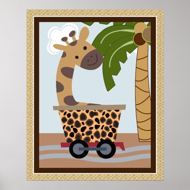 Safari Train Animals Nursery Art Poster (Front)