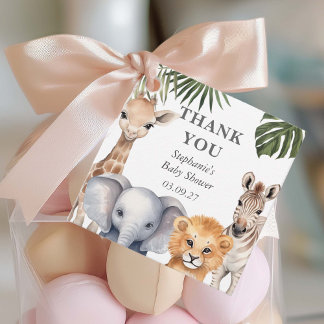 Safari Tropical Animals Baby Boy Shower Favour Favour Tags