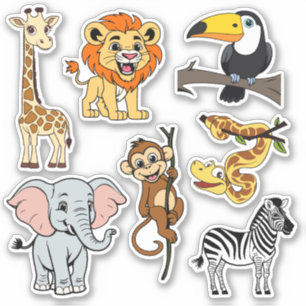 Safari Tropical Jungle Animals Cute Cartoon