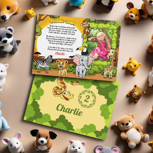 Safari Tropical Jungle Animals Cute Cartoon Photo Thank You Card